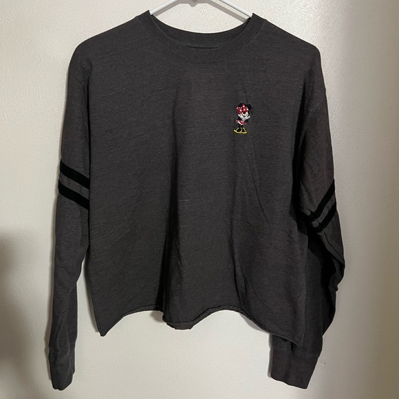 Disney Tops - WALT DISNEY WORLD‎ Cropped Heathered Embroidered Minnie Striped Sleeve Wms Sz XL
